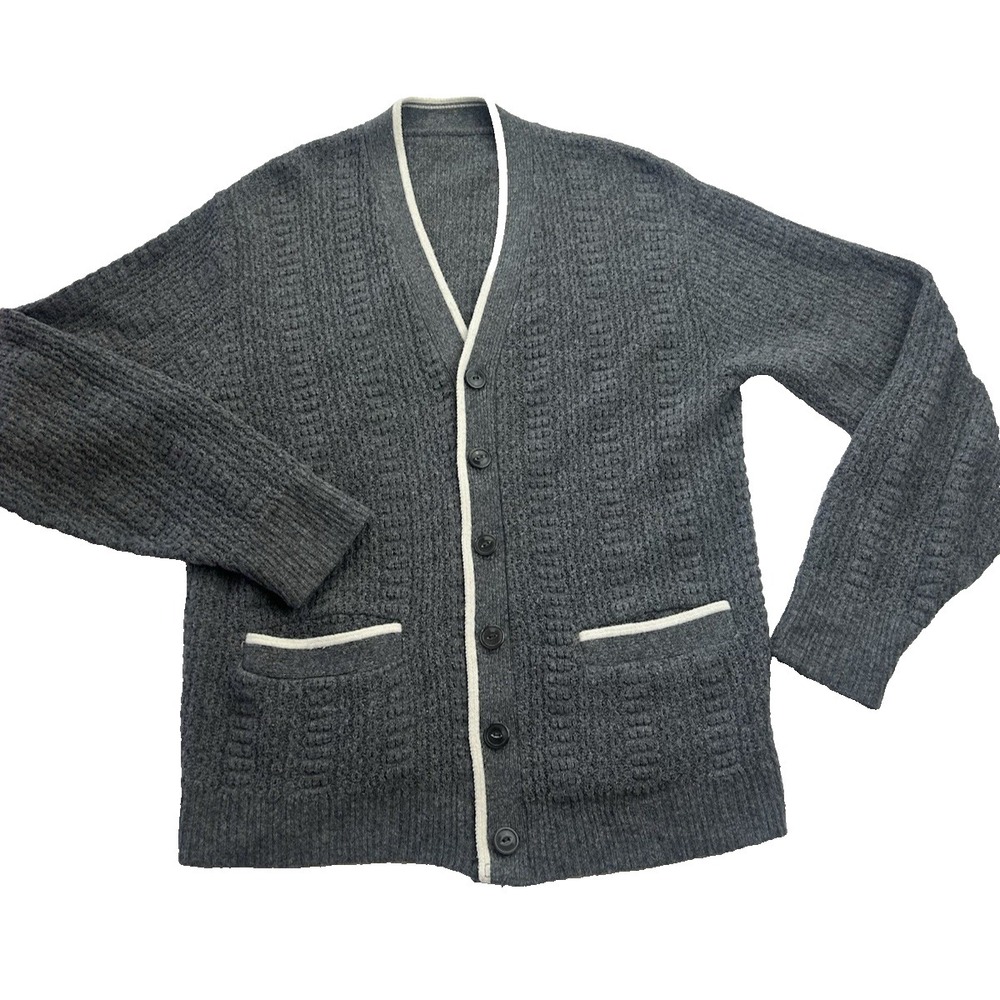 Vintage cardigan sweater Dark Academia Preppy Modern Gray size M